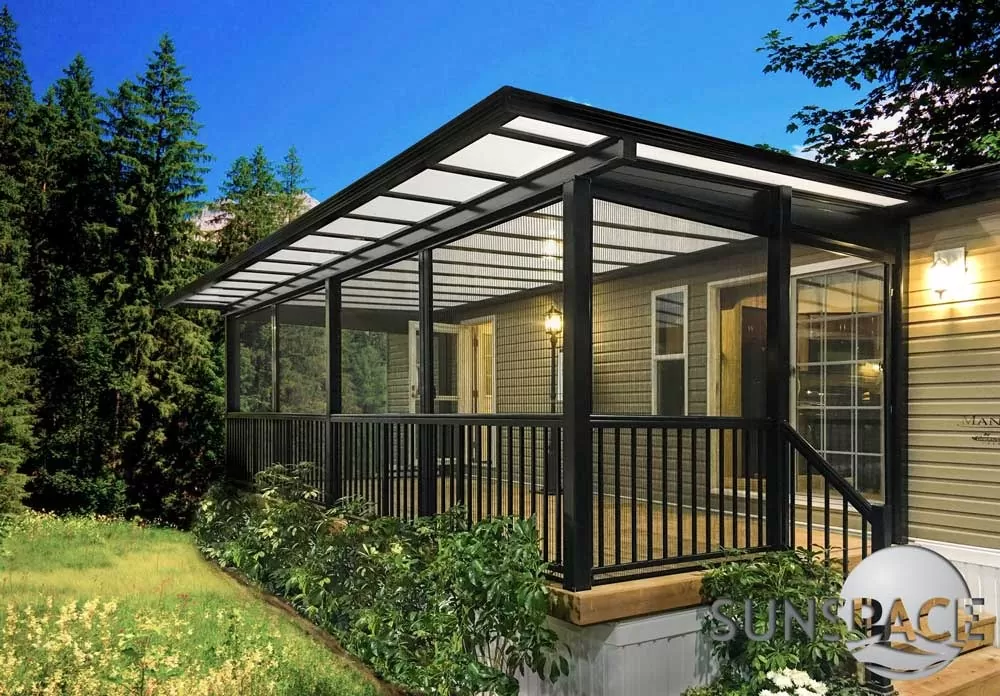Sunspace Model 300 three-season glass sunroom with acrylic roof